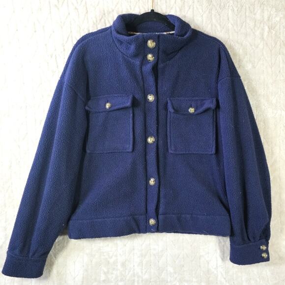 Anthropologie Daily Practice Fleece Jacket Womens Small Preppy Utility Classic - Picture 1 of 8